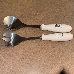 Rae Dunn Cream Serve and Toss Utensil Set